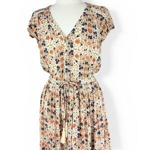 American Eagle Maxi Dress Flutter Sleeves Warm Tones Prairie Boho SM